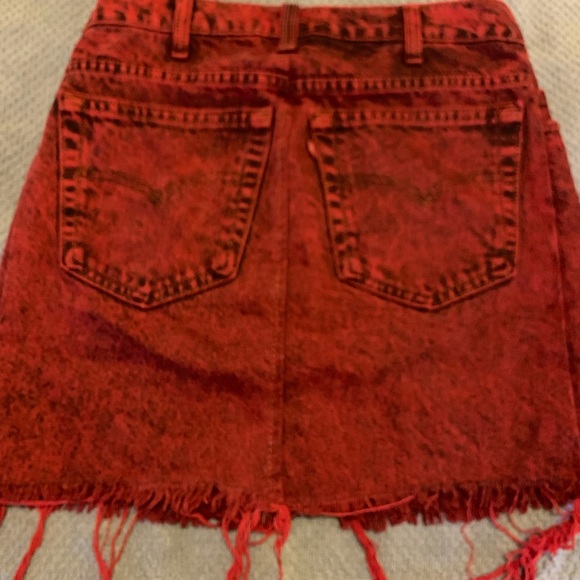 Nasty Gal Pants - Nasty Gal Red, medium, Levi’s 540 fringed mini skirt. SUPER CUTE!